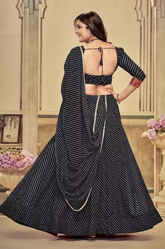 Black Colour Special Navratri Lehenga Choli For Graceful Garba Festivals With Mirror And Thread Work