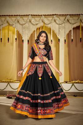 Black Georgette Circular Ghagra Choli Set 1