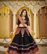Black Georgette Circular Ghagra Choli Set