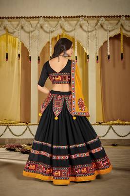 Black Georgette Circular Ghagra Choli Set 3