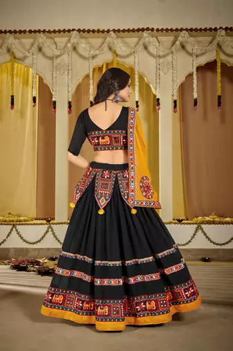 Black Georgette Circular Ghagra Choli Set
