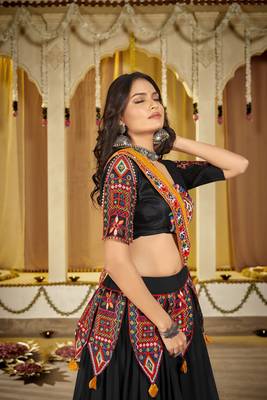 Black Georgette Circular Ghagra Choli Set 4