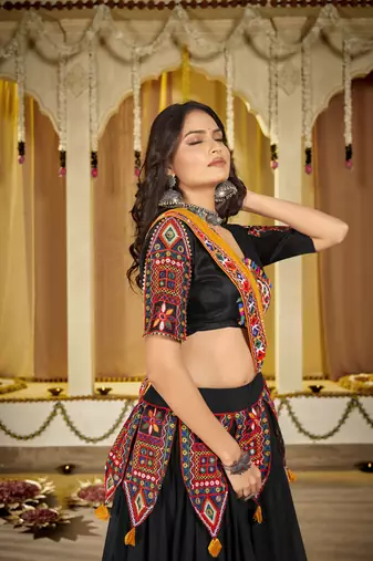 Black Georgette Circular Ghagra Choli Set