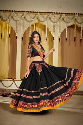 Black Georgette Circular Ghagra Choli Set 5