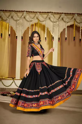Black Georgette Circular Ghagra Choli Set