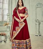 Maroon Colour Special Navratri Lehenga Choli For Graceful Garba Festivals With Mirror And Thread Work