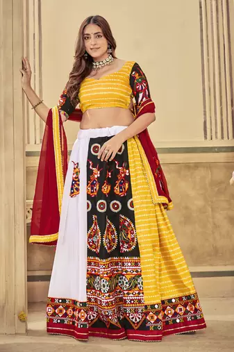 Multicolor Art Silk Embroidered Ghagra Choli