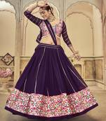 Purple Colour Designer Mirror And Thread Work Garba Special Navratri Lehenga Choli