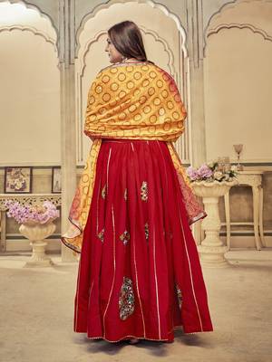 Maroon Colour Mirror And Thread Work Garba Special Navratri Lehenga Choli 3