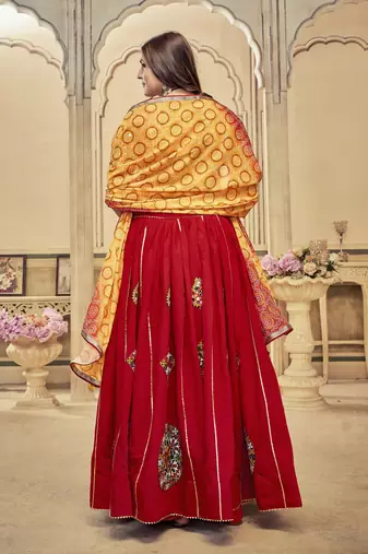 Maroon Colour Mirror And Thread Work Garba Special Navratri Lehenga Choli