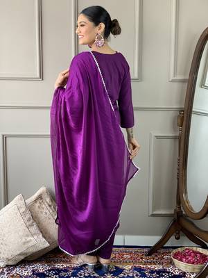 Purple colour classy rich looks partywear sequins work salwar suit 2