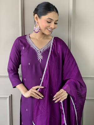 Purple colour classy rich looks partywear sequins work salwar suit 3