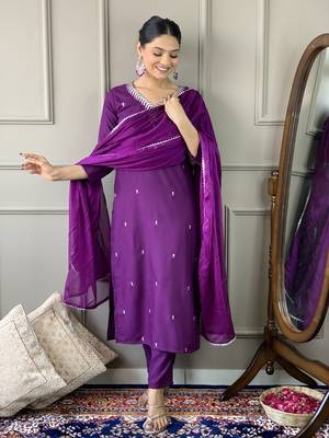 Purple colour classy rich looks partywear sequins work salwar suit 4