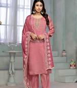 Beautiful pink colour rayon cotton readymade suit with graceful embroidery work for ethnic party looks