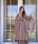Heavy and ethnic graceful looks purple colour palazzo dress for partywear looks