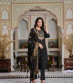 Black colour beautiful Woven designer ethnic classy salwar suit