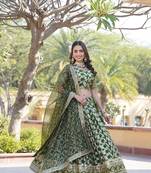 Mehndi Green Color Designer Dyeable Pure Viscose Jacquard Lehenga Choli & Dupatta Set  