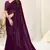 Wine georgette solid tassels saree with unstitched blouse piece
