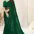 Green georgette solid tassels saree with unstitched blouse piece