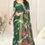 Green chiffon shibori print paisley zari line border saree with unstitched blouse piece