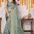 Grey silk blend floral print zari woven border saree with unstitched blouse piece