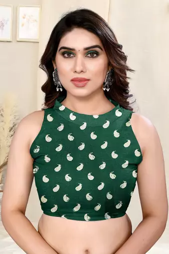 Green Chiffon Floral Batik Print Saree With Unstitched Blouse Piece