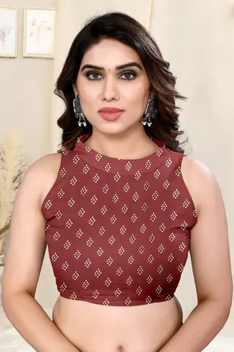 Maroon Chiffon Paisley Batik Print Saree With Unstitched Blouse Piece
