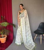 Women Light Parrot Malai Cotton And Kalamkari Print Rich Pallu Saree With Blouse For Women