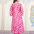 Women pink muslin pleated kurta & pant clothing set