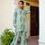 Women sky blue muslin embroidered shirt & pant set (co-ords set)
