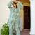 Women sky blue muslin embroidered shirt & pant set (co-ords set)