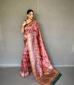 Red diva style of silk Bland zari Border degital Printed saree with Blouse
