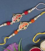 Gold plated combo ram rakhi with roli chawal & rakshabandhan card for brother/bro/bhaiya 