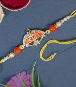 Gold plated ram rakhi with roli chawal & rakshabandhan card for brother/bro/bhaiya 