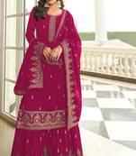 Pink Embroidered Georgette Semi-Salwar Suit