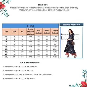 Women'S Cotton Floral Print Anarkali Kurta (Blue) 6