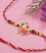 Ganpati rakhi with roli chawal & rakshabandhan card for new born baby boys/bro/brother/bhai 