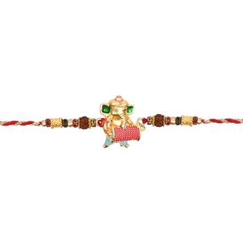 Ganpati rakhi with roli chawal & rakshabandhan card for new born baby boys/bro/brother/bhai  2