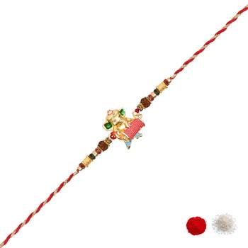Ganpati rakhi with roli chawal & rakshabandhan card for new born baby boys/bro/brother/bhai  3