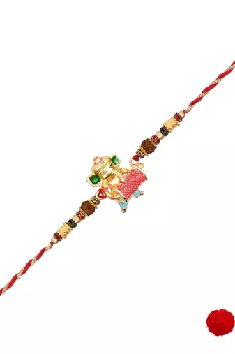 Ganpati rakhi with roli chawal & rakshabandhan card for new born baby boys/bro/brother/bhai 