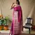 Pink Banarasi style silk bland thread work & zari border saree with Blouse