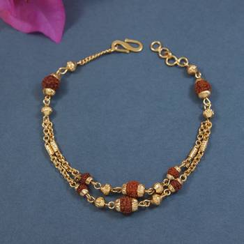 Rudraksha bracelet rakhi with roli chawal & rakshabandhan card for men/bro/brother (r280) 1