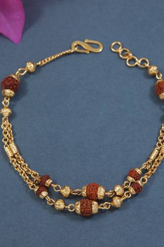 Rudraksha bracelet rakhi with roli chawal & rakshabandhan card for men/bro/brother (r280)