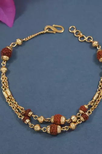 Rudraksha bracelet rakhi with roli chawal & rakshabandhan card for men/bro/brother (r280)