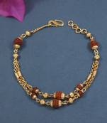 Rudraksha bracelet rakhi with roli chawal & rakshabandhan card for men/bro/brother (r280)