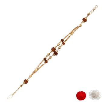 Rudraksha bracelet rakhi with roli chawal & rakshabandhan card for men/bro/brother (r280) 3