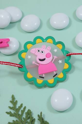 Fancy cartoon kids rakhi with roli chawal & rakshabandhan card for baby boys/bro/brother/bhai 