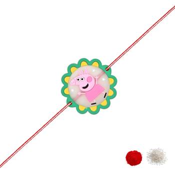 Fancy cartoon kids rakhi with roli chawal & rakshabandhan card for baby boys/bro/brother/bhai  3