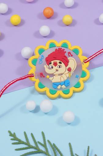 Fancy cartoon kids rakhi with roli chawal & rakshabandhan card for baby boys/bro/brother/bhai (r274)
