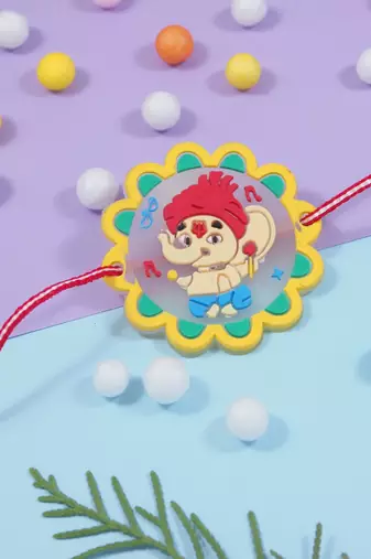 Fancy cartoon kids rakhi with roli chawal & rakshabandhan card for baby boys/bro/brother/bhai 